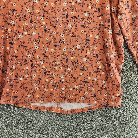 Bobeau medium salmon colored floral long sleeve blouse - Picture 4 of 8